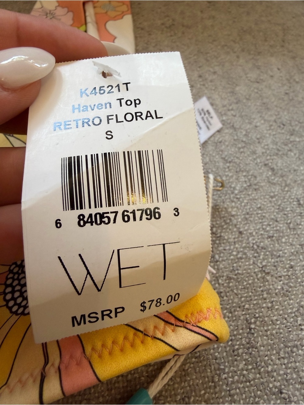 WET Haven Retro Floral Bikini Top S NWT Tie Back Cutout Swim MSRP $78 - Picture 3 of 6